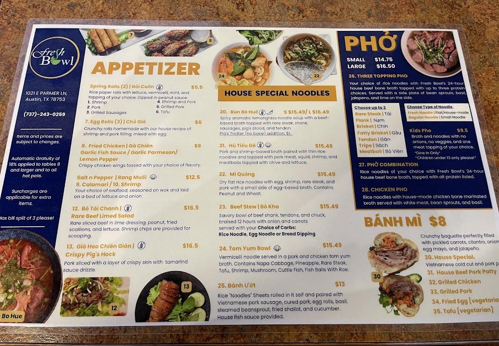 Fresh Bowl Restaurant Menu image 3